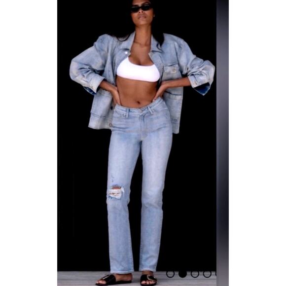 LNDN Landon Denim High Rise Straight Leg Distressed Jeans 24" Waist - Picture 2 of 16